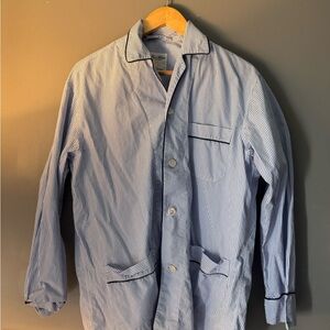 Ben Silver Charleston Men's Blue and White Stripe with Navy piping pajama set